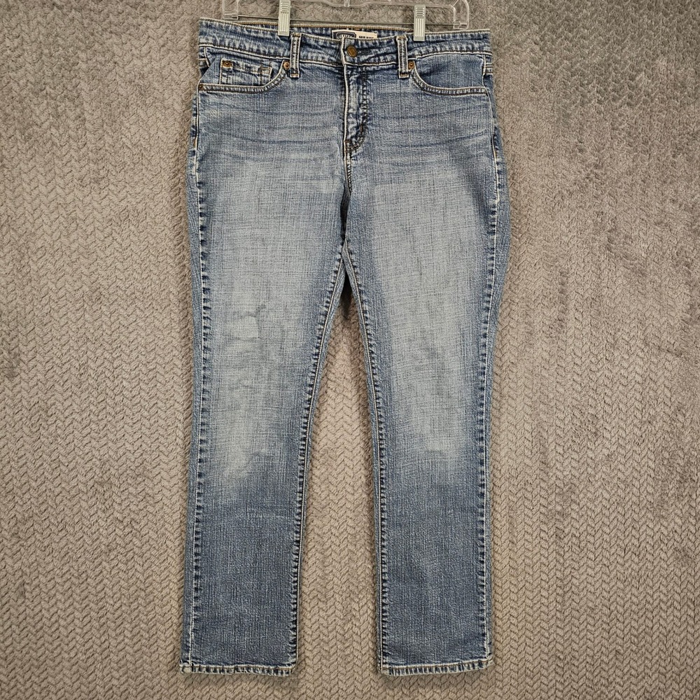 Signature Levi Strauss Womens 12M Mid Rise Straight Leg Medium Wash Blue Jeans